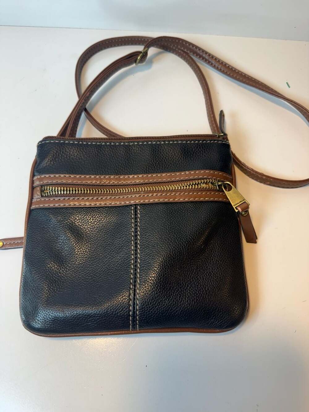 Tignanello Leather Crossbody Bag Black Brown